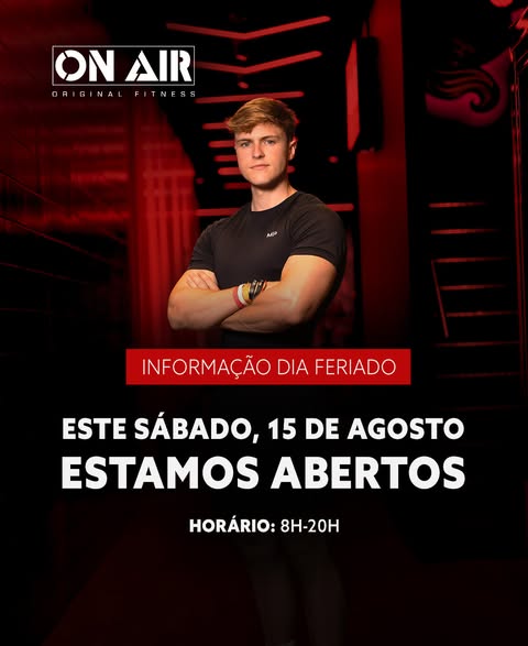 15 de agosto. Dia livre… para fazeres o que te preenche.
Na ON AIR continuamos abertos para que estejas mais perto da tua melhor versão. 💪🏼